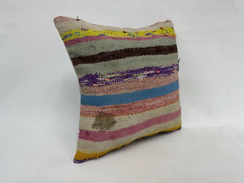 20x20 Yellow Pillow Cover, Vintage Kilim Throw Pillow, Vintage Pillow, Farmhouse Cushion Case, Pillow Case, Boho Pillow Sham Cover - 3