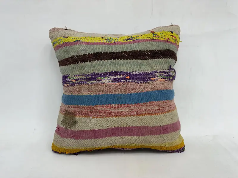 20x20 Yellow Pillow Cover, Vintage Kilim Throw Pillow, Vintage Pillow, Farmhouse Cushion Case, Pillow Case, Boho Pillow Sham Cover - 1