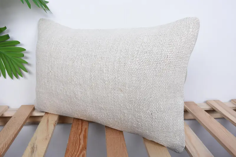 Kilim Cushion Sham, Ottoman Pillow, Turkish Pillow, Pillow Cover, Ethnic Throw Cushion, Vintage Pillow, 12x20 White Pillow Cover - 5