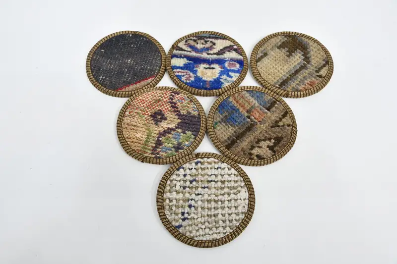 Posavasos redondos bohemios, posavasos de decoración de cocina azules y marrones