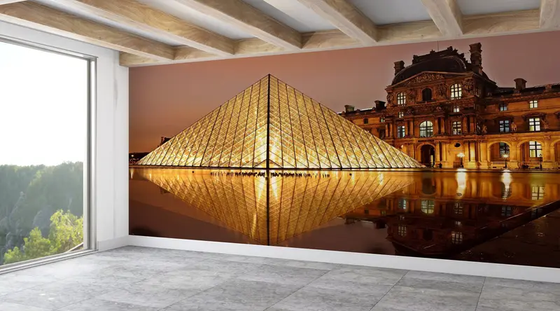 Zarif Paris Louvre Müzesi Manzara Baskılı Duvar Kağıdı