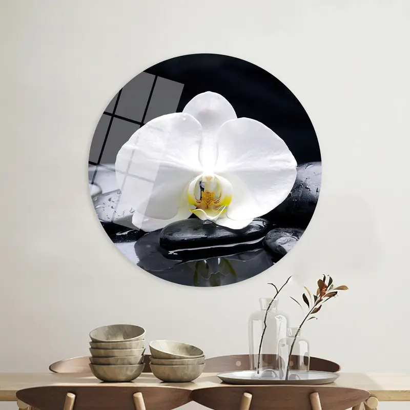 エレガントなオーキッド スパ ストーン キャンバス プリント - 蘭愛好家へのユニークなギフト