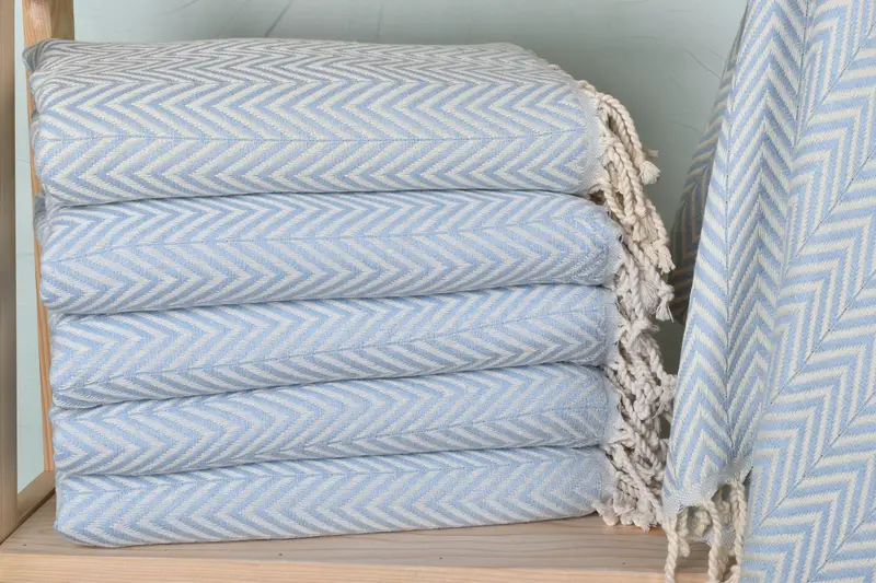 Personalized Turkish Towel Baby Blue Chevron 40x71 Inches