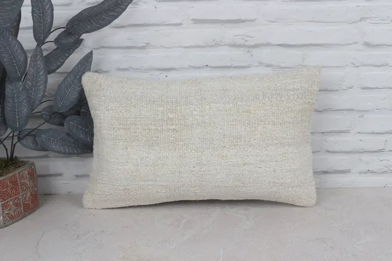 Yoga Cushion Case, Antique Pillows, Gift Pillow, Pillow Case, Home Decor Pillow, Handmade Throw Pillow, 12x20 White Cushion Cover - 1