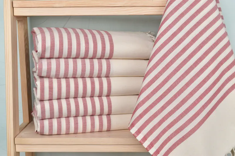 Red Cotton Towel Handmade Beach Size Towel, 40x71 Inches