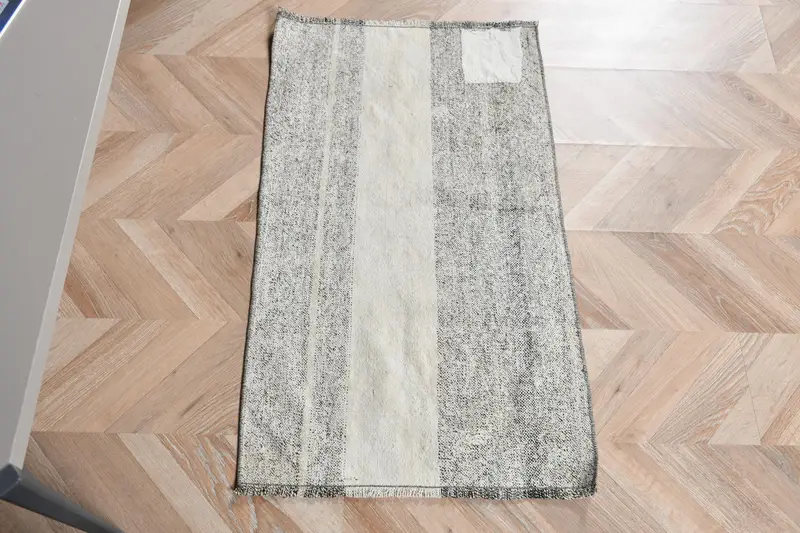 1.8x3.1 ft Türk Halısı, Kilim Halısı, Gri Katı Halı Yünü - 1