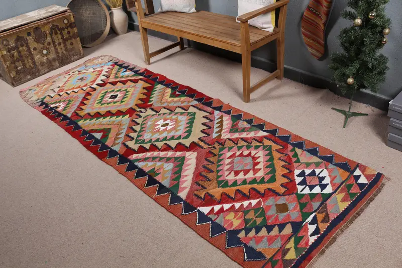 Lebendiger 3,2 x 9,4 Fuß großer Teppich, Regenbogen-Blumen- und geometrisches Design