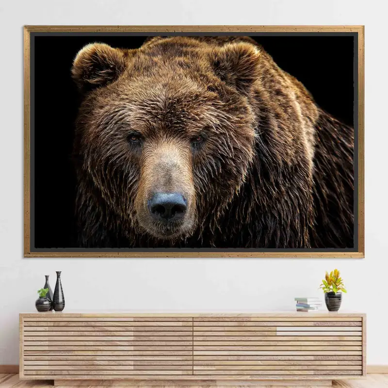 Lienzo elegante con estampado de osos: decoración de loft de granja, arte de animales salvajes