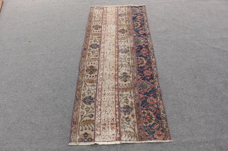 Brauner Ombré-Teppich, 2,3 x 5,7 Fuß mit blauen Akzenten