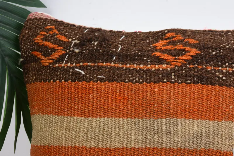 Retro Pillow Case, Kilim Pillow Cover, Pattern Throw Pillow Case, Kilim Cushion Sham, 12x12 Orange Pillow Case, Turkish Kilim Pillow, Cushion - 2