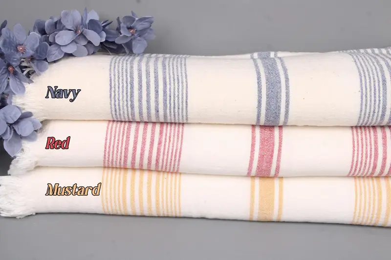 77x95 Cotton Throw, Minimalist Pattern, Beige, California King, Recycled & Organic Cotton