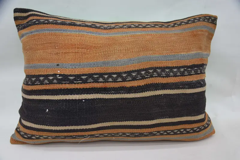 Kilim Cushion Sham, Bench Cushion Cover, Interior Designer Pillow, 20x28 Orange Pillow Cover, Traditional Cushion Case, Gift Pillow, Pillow Case - 1