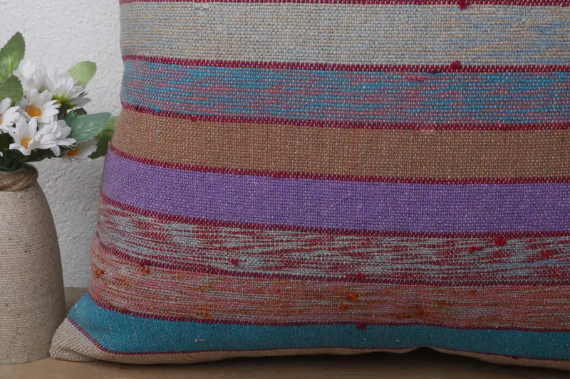 Kilim Cushion Sham, Southwestern Pillow Sham, Kilim Pillow Cover, Muted Pillow Cover, 20x20 Purple Pillow Cover, Pillow Cover, Boho Pillow - 3