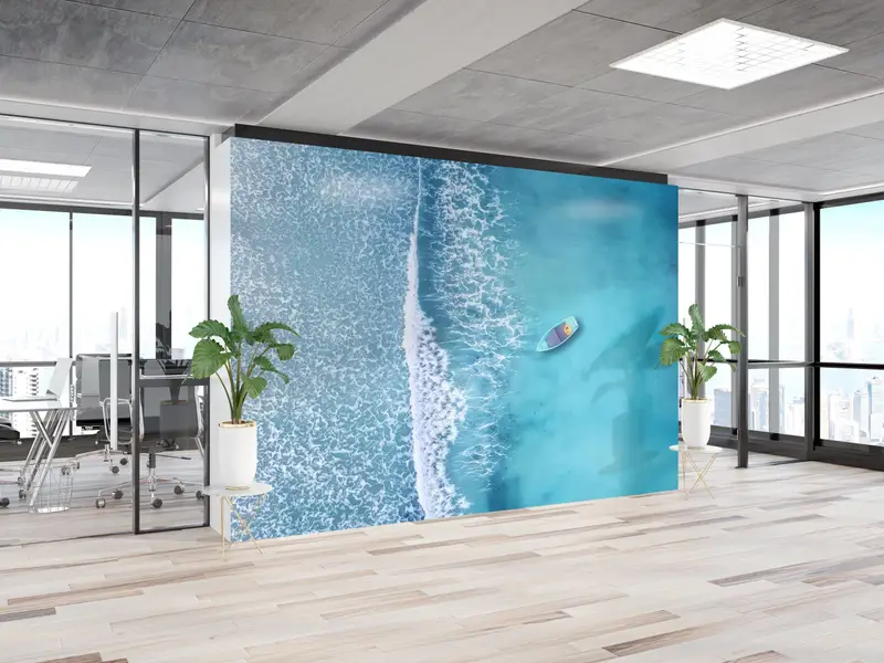 Tapete vom Hof, Meereslandschaftswanddrucken, Blue Wall -Plakat, Mural, Meereswandabziehbilder, Abziehbilder für Wände, - 5
