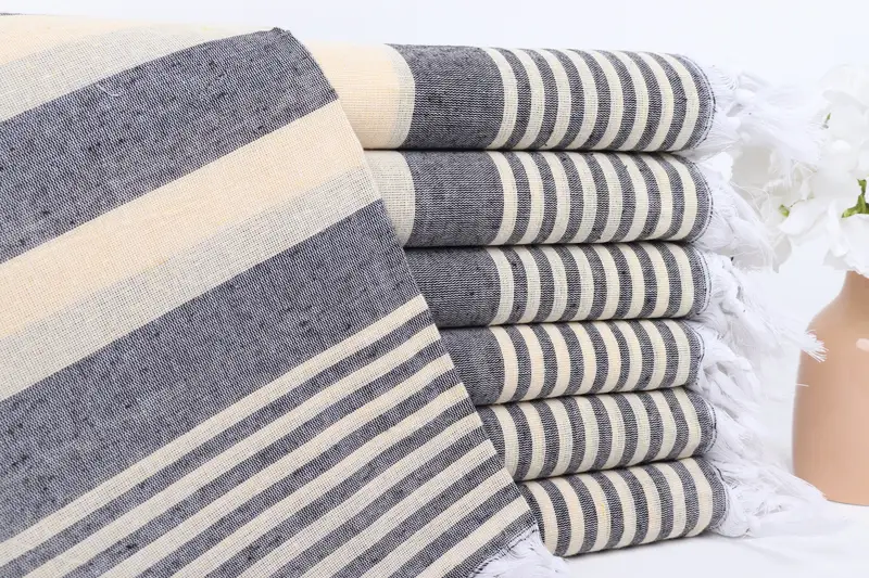68x36 Cotton Striped Towel, Travel towel, Wedding Day Gift For Bride, Bath towel, Wedding Towel, Wedding Hand Made Gift, Housewarming Gift - 1