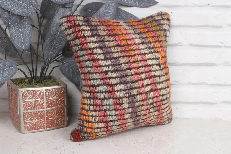 Pillow for Sofa, Boho Pillow Sham Cover, Pillow for Couch, Square Throw Pillow Case, 12x12 Orange Pillow, Cushion Cover - 4