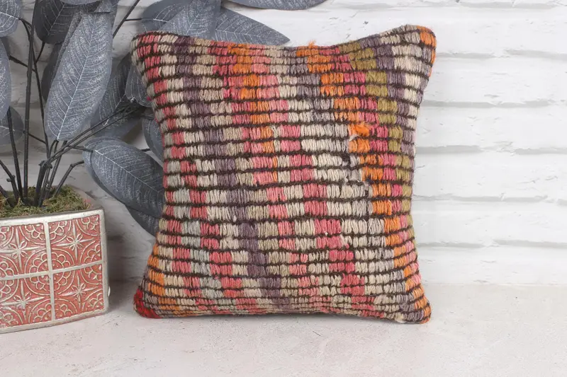 Pillow for Sofa, Boho Pillow Sham Cover, Pillow for Couch, Square Throw Pillow Case, 12x12 Orange Pillow, Cushion Cover - 1