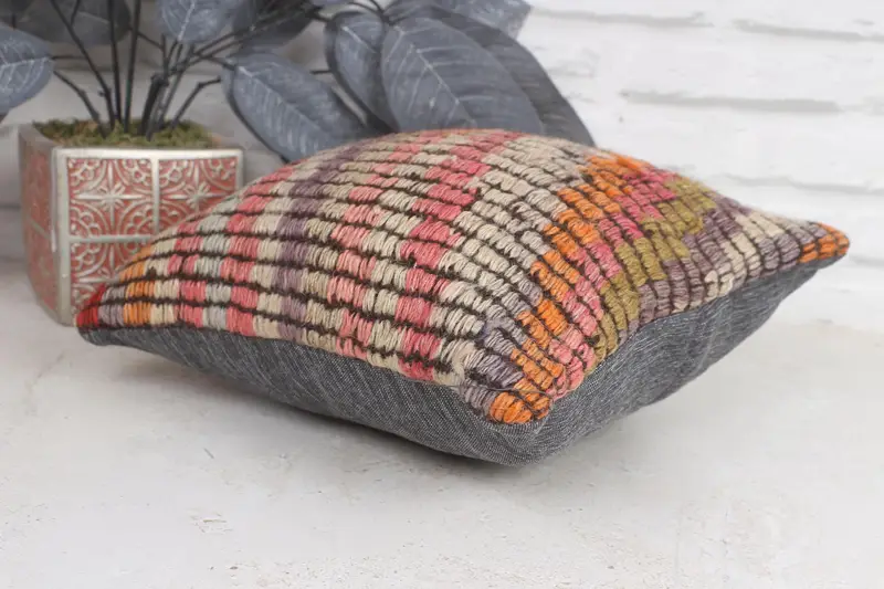Pillow for Sofa, Boho Pillow Sham Cover, Pillow for Couch, Square Throw Pillow Case, 12x12 Orange Pillow, Cushion Cover - 6