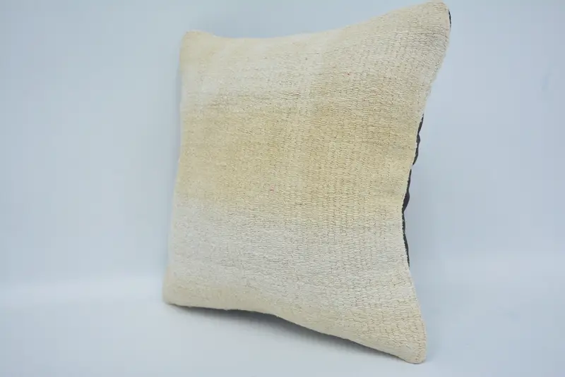 Interior Designer Pillow, Cushion Case, Pattern Throw Pillow Cover, 12x12 Beige Cushion, Turkish Kilim Pillow, Vintage Kilim Throw Pillow - 4