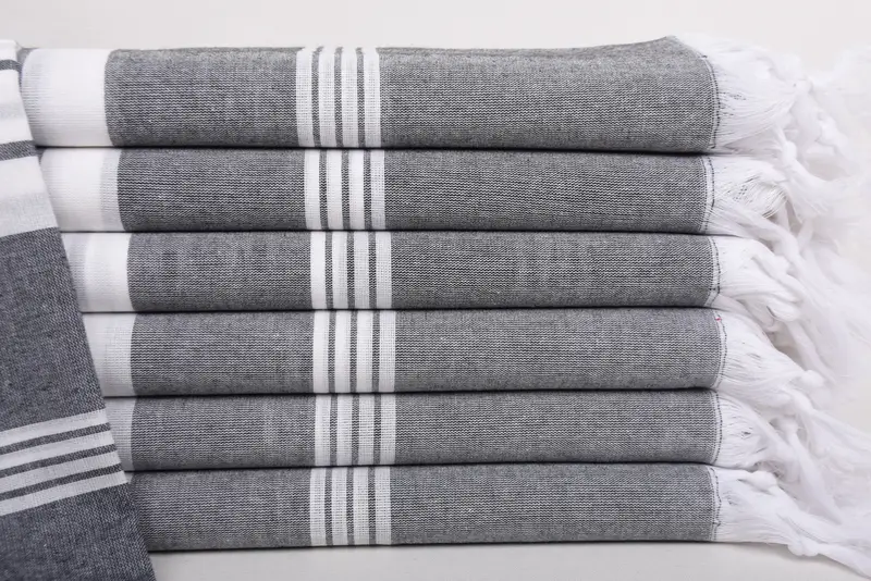 Bachelor Bachelorette Personalized Gray Striped Organic Cotton Towel, 67x36 Inches