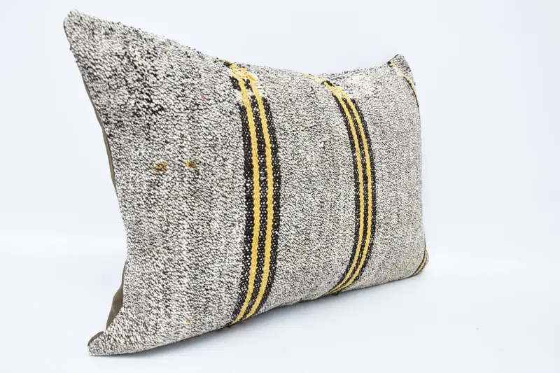 Cozy Throw Pillow, Handmade Kilim Cushion, Pillow Case, 16x24 Beige Pillow, Natural Pillow Cover, Vintage Kilim Throw Pillow, Throw Kilim Pillow - 3