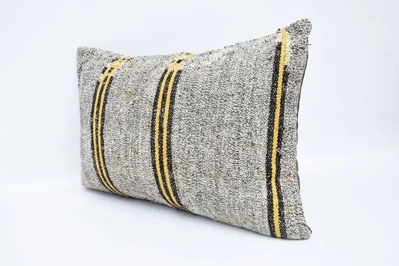 Cozy Throw Pillow, Handmade Kilim Cushion, Pillow Case, 16x24 Beige Pillow, Natural Pillow Cover, Vintage Kilim Throw Pillow, Throw Kilim Pillow - 4