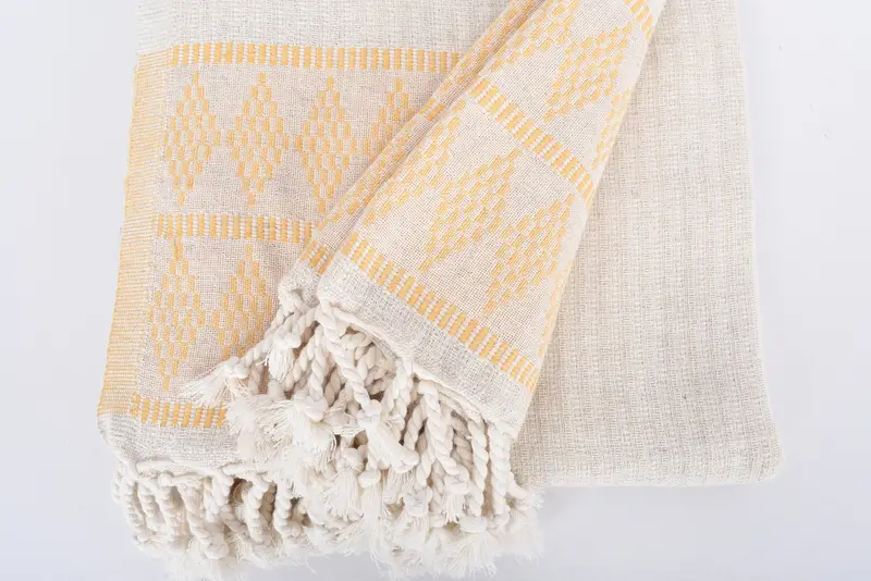 Turkish Blanket Throw, Personalized Gifts, Couch Throw Blanket, Boho Throw Blankets, Monogram Blanket, 100x88 Linen Kilim Design Towel - 8