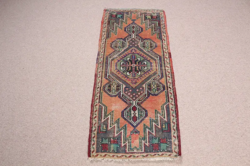 Alfombra Patchwork Naranja, Verde, 1,7x3,9 ft Decoración Vibrante