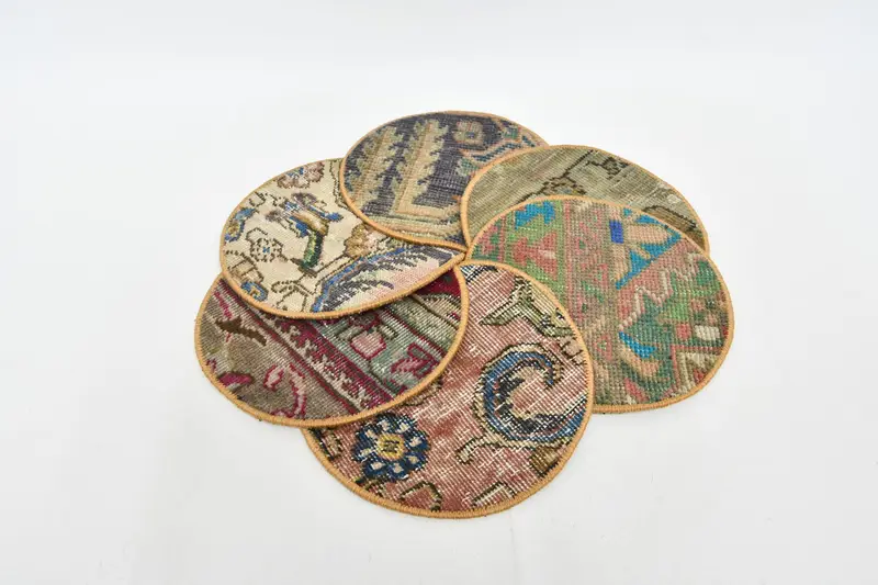 Manteles individuales Kilim azules y beige, juego de seis decoración de mesa