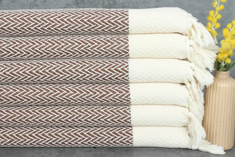 Brown Cotton Hand Towel Beige 18x34 Inches, Kitchen & Tea Towel