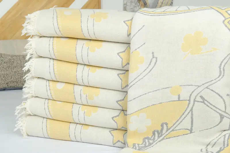 Throw Blanket, Wedding Favors, Gift For The Home, Organic Throw, 96x80 Cotton Bicycle Pattern Towel, Throw Blanket Couch, Organic Beach Blanket - 2