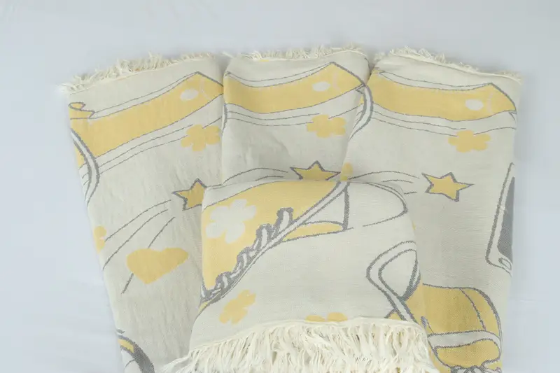 Throw Blanket, Wedding Favors, Gift For The Home, Organic Throw, 96x80 Cotton Bicycle Pattern Towel, Throw Blanket Couch, Organic Beach Blanket - 5