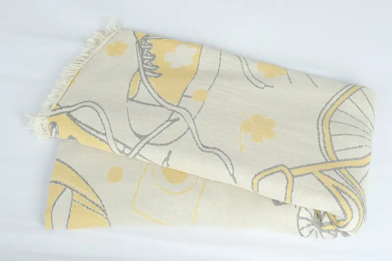Throw Blanket, Wedding Favors, Gift For The Home, Organic Throw, 96x80 Cotton Bicycle Pattern Towel, Throw Blanket Couch, Organic Beach Blanket - 6