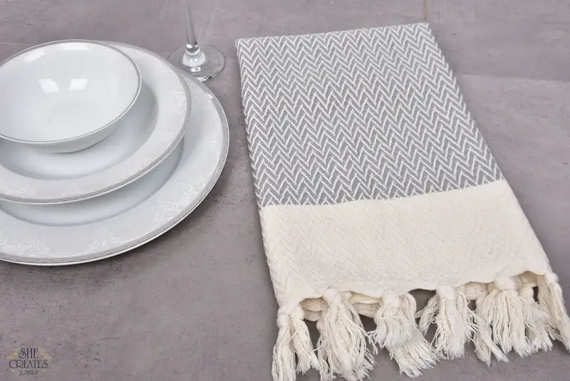 Bathroom Towels, Personalized Kitchen Towel, Wedding Gift, Organic Towel, 34x18 Cotton Zigzag Design Towel, Gift Boxes Tea Towels, Monogram Towels - 5