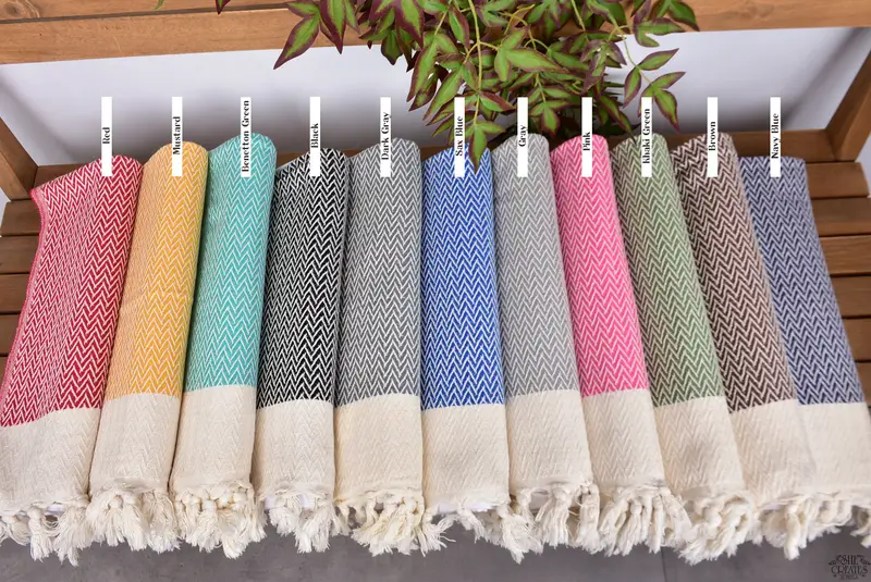 Bathroom Towels, Personalized Kitchen Towel, Wedding Gift, Organic Towel, 34x18 Cotton Zigzag Design Towel, Gift Boxes Tea Towels, Monogram Towels - 2