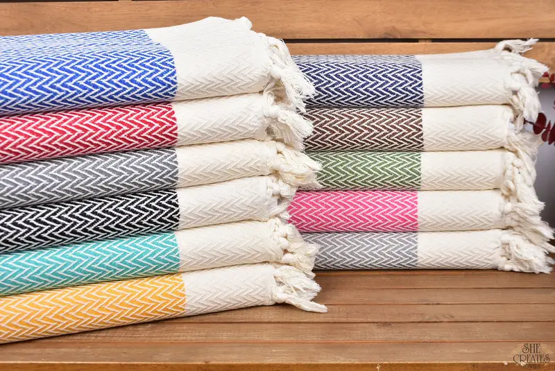 Bathroom Towels, Personalized Kitchen Towel, Wedding Gift, Organic Towel, 34x18 Cotton Zigzag Design Towel, Gift Boxes Tea Towels, Monogram Towels - 1