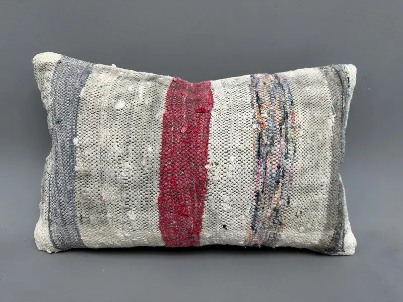 Boho Pillow, 12x20 White Cushion Cover, Cushion, Kilim Rug Cushion, Antique Pillows, Home Decor Pillow, Authentic Cushion Case - 4