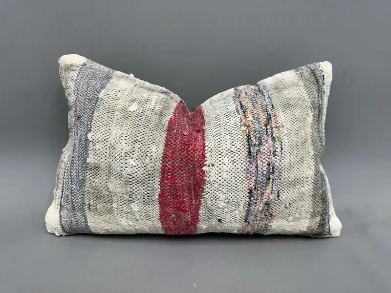 Boho Pillow, 12x20 White Cushion Cover, Cushion, Kilim Rug Cushion, Antique Pillows, Home Decor Pillow, Authentic Cushion Case - 1