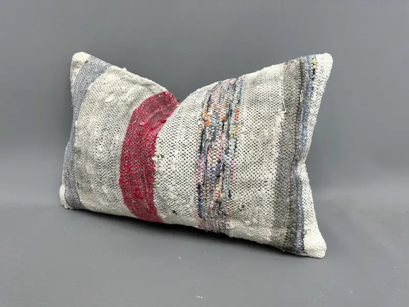 Boho Pillow, 12x20 White Cushion Cover, Cushion, Kilim Rug Cushion, Antique Pillows, Home Decor Pillow, Authentic Cushion Case - 3