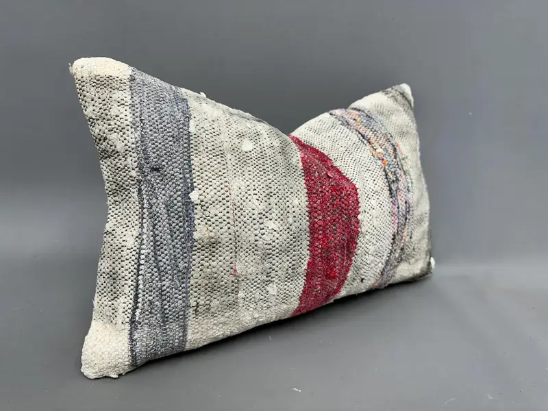 Boho Pillow, 12x20 White Cushion Cover, Cushion, Kilim Rug Cushion, Antique Pillows, Home Decor Pillow, Authentic Cushion Case - 2