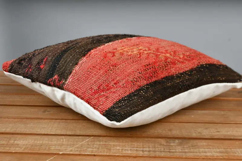Boho Pillow Sham Cover, Cushion Case, 12x12 Brown Pillow Sham, Yoga Cushion Case, Vintage Pillow, Gift Pillow, Anatolian Pillow - 3