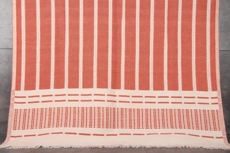 Turkish Bath Towel Red Striped, Organic Cotton, 36x67 Inches