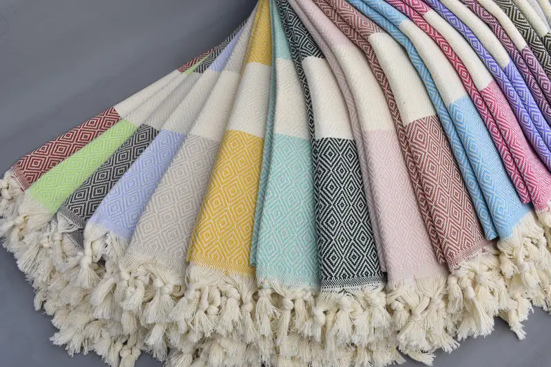 Personalized Gift Towel Turkish Beach Towel Organic Cotton Beige, 70x40 Inches