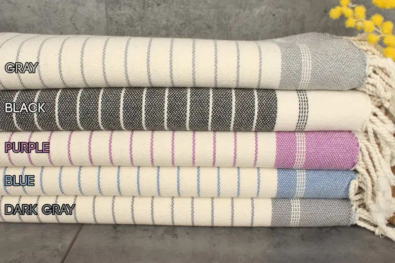 Striped Towel Custom Beach Towel Cotton Beige, 40x71 Inches