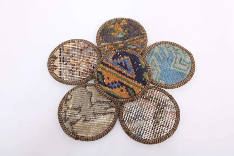 Orange and Brown Coaster, Unique Boho Kilim Coaster