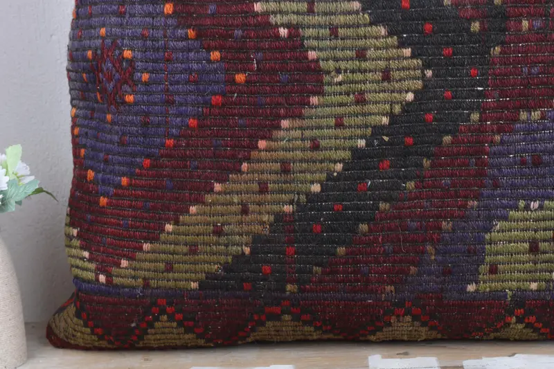Vintage Kilim Throw Pillow, Cushion Case, Living Room Throw Cushion, Pillow for Couch, Ethnical Kilim Rug Pillow, 28x28 Red Cushion Case - 3