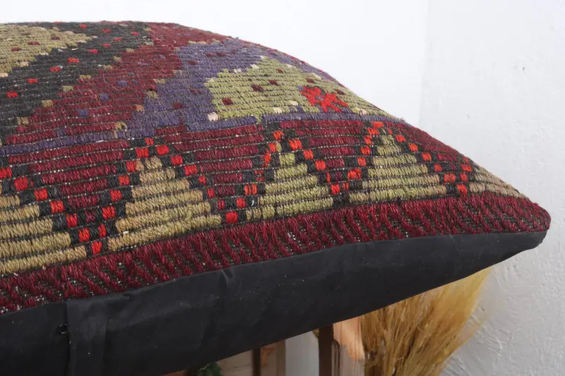 Vintage Kilim Throw Pillow, Cushion Case, Living Room Throw Cushion, Pillow for Couch, Ethnical Kilim Rug Pillow, 28x28 Red Cushion Case - 7