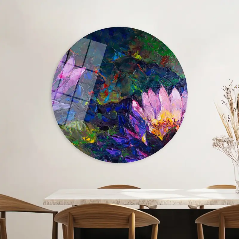 モダンなピンクのロータス キャンバス: エレガントな抽象的な自然アート プリント