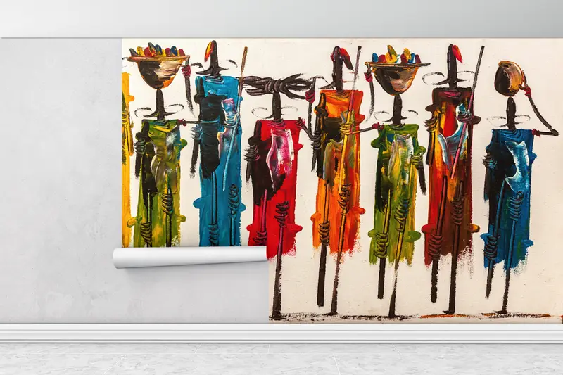 Oil Painting Print, 3d Wall Paper, Custom Wall Paper, Paper Wall Art, African Mural, Abstract Wall Art, Ethnic Wall Print, - 1