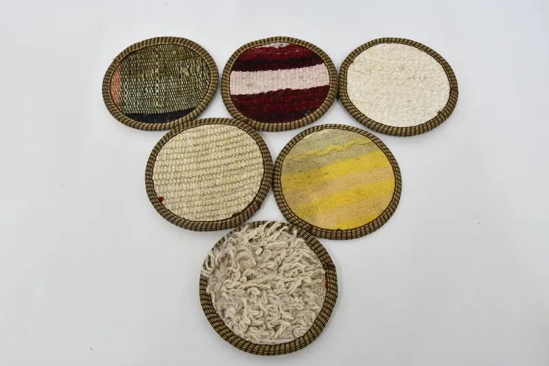 Posavasos marrones y blancos, conjunto de seis posavasos únicos